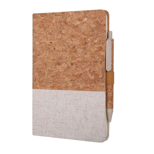 NBEN 103Toolmart GiftsBORSA - eco - neutral Set of A5 Cork Fabric Hard Cover Notebook and Pen - White