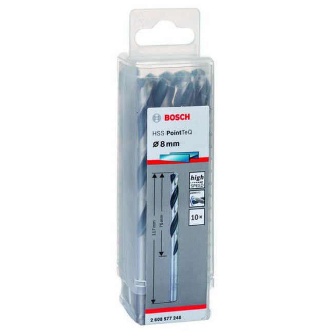 Bosch Tools,2608577248,Metal Twist Drill Bit HSS PointTeq |  8x75x117mm - 10pcs