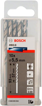 Metal Drill Bit HSS-G 5.5x57x93mm 10pcs , 2608595064