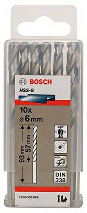 Metal Drill Bit HSS-G 6x57x93mm 10pcs , 2608595066