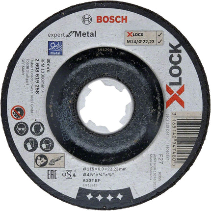 Bosch Tools,2608619258,Grinding Disc X-LOCK Expert for Metal 115x6x22.23 Depressed Grinding