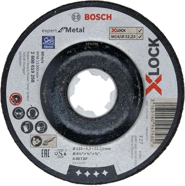 Bosch Tools,2608619258,Grinding Disc X-LOCK Expert for Metal 115x6x22.23 Depressed Grinding