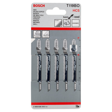 Bosch Tools,2608630310,JSB Set T 119BO Basic for Wood 83mm 5pcs