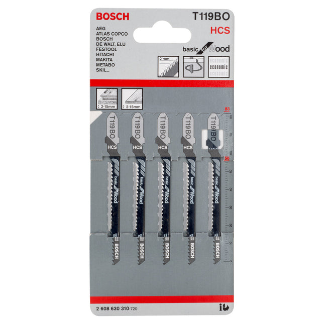 Bosch Tools,2608630310,JSB Set T 119BO Basic for Wood 83mm 5pcs