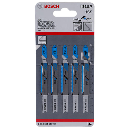 Bosch Tools,2608631013,JSB Set T 118A Basic for Metal 92mm 5pcs