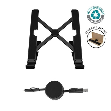 MTST 1167Toolmart GiftsBRELA - @memorii Set of Recycled Laptop Stand and retractable cable - Black