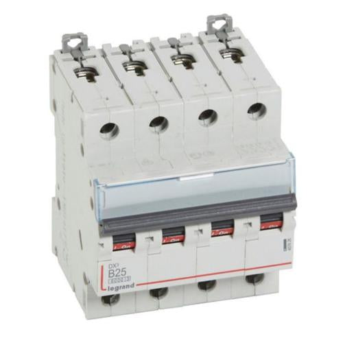 407626Legrandقاطع دوائر Legrand DX3 رباعي الأقطاب 25A منحنى B سعة 6kA