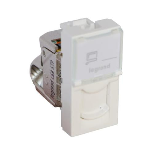076584Legrandموزاييك RJ45 فئة 6A STP مقبس أبيض مضاد للميكروبات