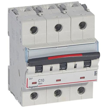 410020Legrandقاطع الدائرة الكهربائية ثلاثي الأقطاب Legrand DX3 بقوة 10A منحنى C