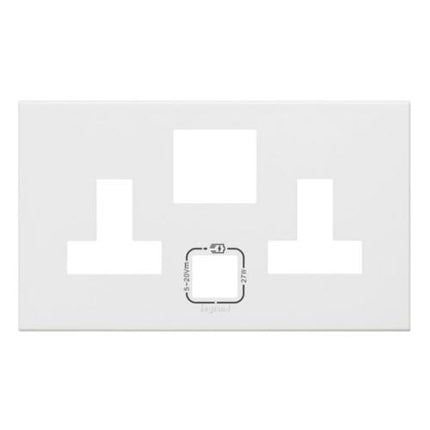 575437Legrandلوحة لوجراند بمقبسين معيار BS 13A مع منفذ USB 27 واط أبيض