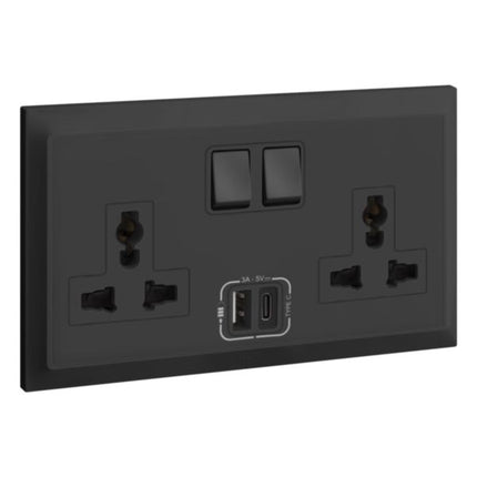 617755Legrandبيلانكو إس - مقبس متعدد المعايير ثنائي الاتجاه مع USB نوع A+C أنثراسايت