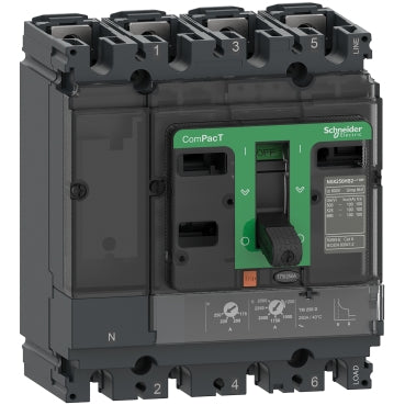 Schneider Electric,C25F6TM160C,NSX250F 36kA AC 4P3D 160A TMD 50 °C