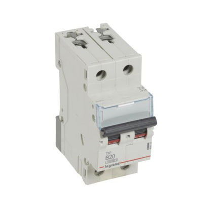 404113Legrandقاطع دائرة Legrand MCB TX3 ثنائي القطب 20A منحنى B