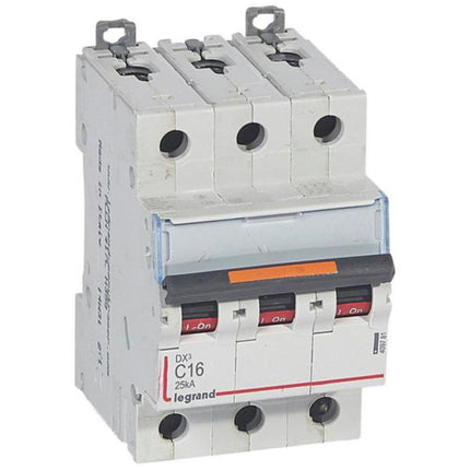 409781Legrandقاطع دائرة Legrand DX3 ثلاثي الأقطاب 16A منحنى C