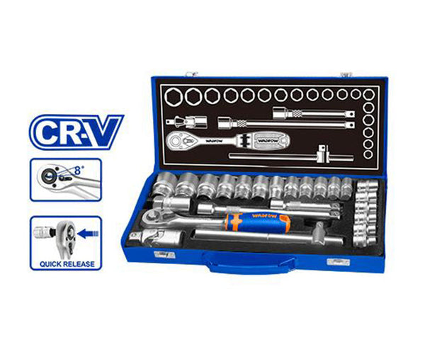 Wadfow WST2L24 Socket Set - Durable Cr-V Steel – TOOLMART