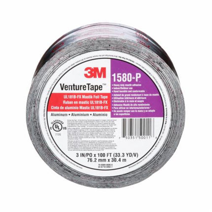 007503515001163Mشريط 3M Venture Tape UL181B-FX Mastik الرقائق الفضي 1580-P 3 بوصة × 100 قدم