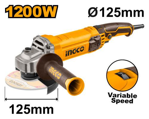 AG120035INGCOكوسرة كهربائية إنجيكو 125 ملم 1200 واط بسرعة متغيرة