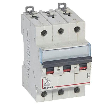 407566Legrandقاطع الدائرة الكهربائية ليجراند MCB DX3 6000A ثلاثي الأقطاب 50A منحنى B