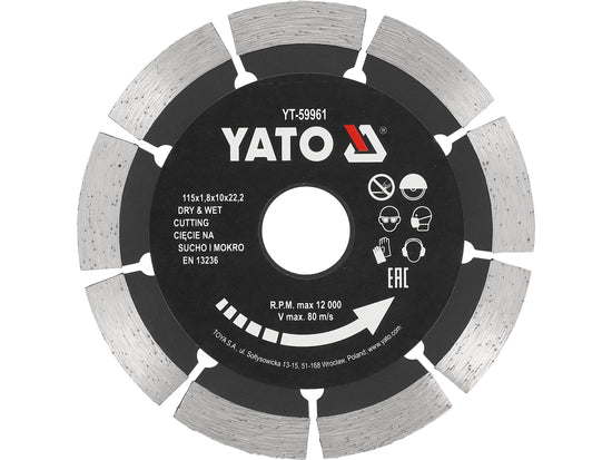 YT-59961Yatoشفرة YATO الماسية المقسمة للخرسانة 115 ملم