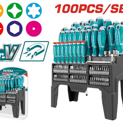 THT2506100Total Toolsمجموعة مفكات براغي 100 قطعة من TOTAL (THT2506100)