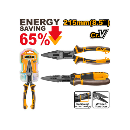 HCLNP58200INGCOكماشة الأنف الطويل 8.5 بوصة 215 ملم برولاين INGCO HCLNP58200