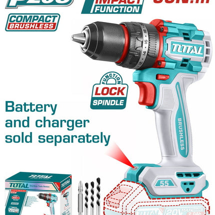 TIDLI205581Total Toolsدريل تأثيري لاسلكي بدون فرش TOTL