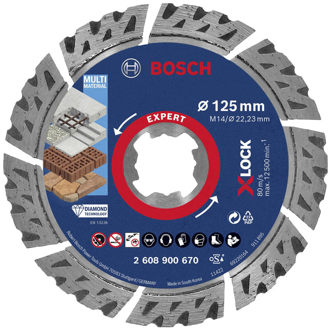 Bosch Tools,2608900670,X-LOCK Diamond Cutting Disc - Multi Material  | 125x22.23x2.4x12