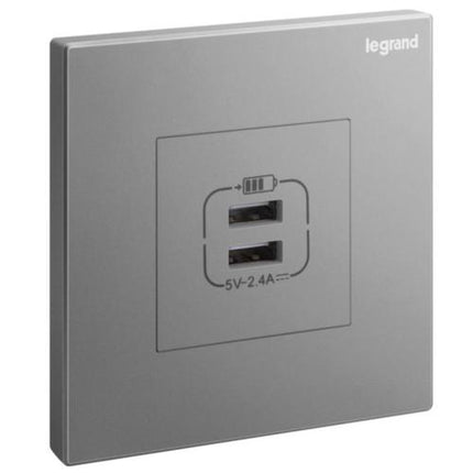 282447-C3Legrandغاليون مقبس USB مزدوج بقوة 2.4A من النوع A فضي داكن