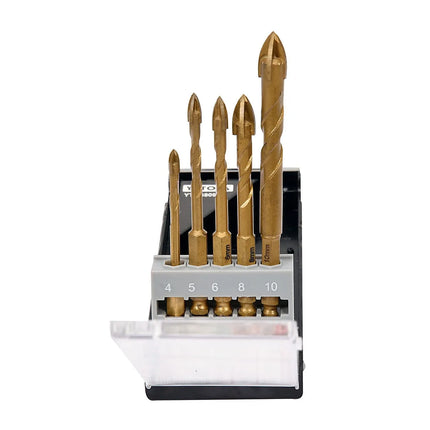 YT-44809Yatoمجموعة بتات حفر الزجاج والبلاط ياتو 4-10 ملم 5 قطع YT-44809