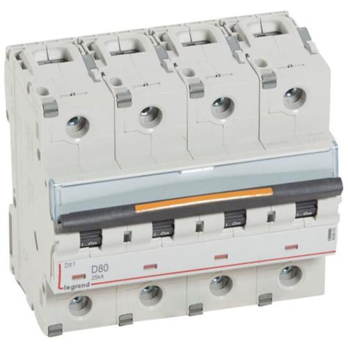 409853Legrandقاطع دائرة MCB DX3 رباعي الأقطاب 80A منحنى D
