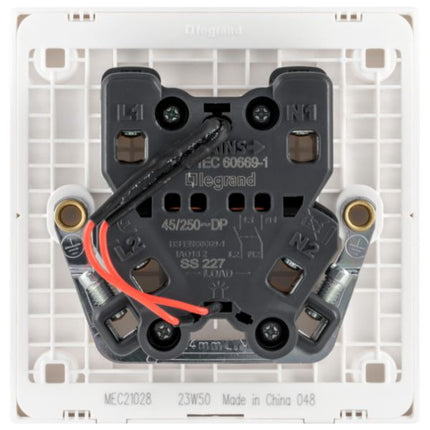 MEC21028BLLegrandمفتاح أوبريا أحادي 45A ثنائي القطب مع مؤشر LED أحمر أسود مات