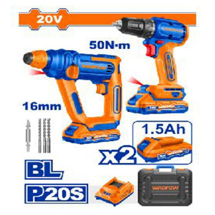 WOS240681Wadfowمجموعة مقدح 20V 1.5Ah SDS