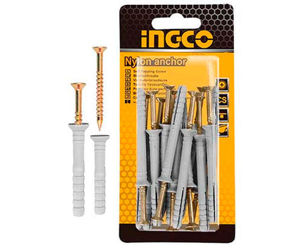 HWNAK3505012INGCOمرساة نايلون إنجكو 6x40 مم مع برغي بوزي درايف