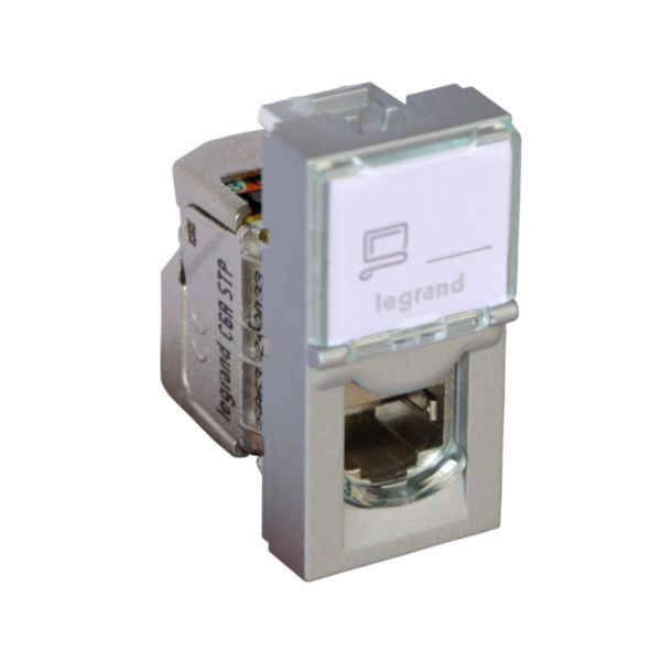 079473Legrandموزاييك - مقبس RJ45 الفئة 6A STP وحدة واحدة ألومنيوم