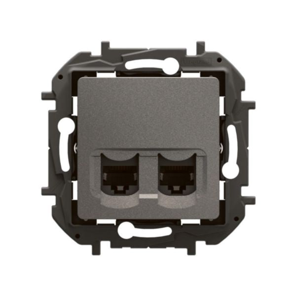 NP4335MGLegrandمقبس نيلويه ثنائي RJ45 فئة 6A STP مثبت بالفلاش رمادي متوسط