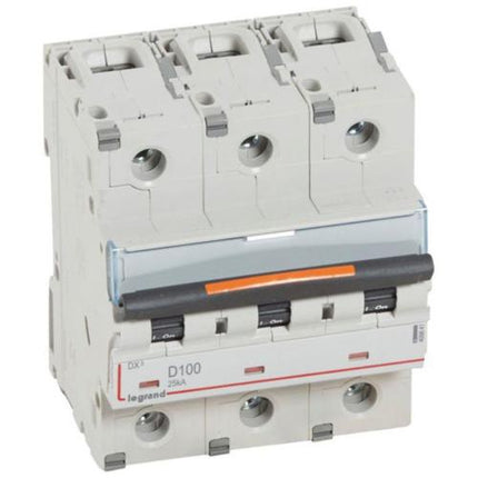 409841Legrandقاطع دائرة ليجراند DX3 ثلاثي الأقطاب 100A منحنى D