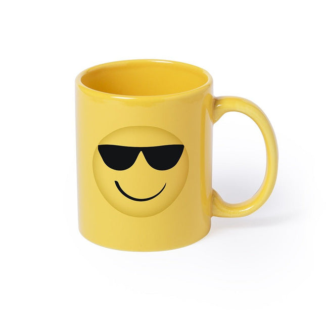 DWMK 105Toolmart GiftsCeramic Mug With Fun Emoji Designs - Sunglass 370ml