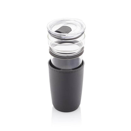 DWHL 3158Toolmart GiftsCERRA - Hans Larsen Premium Glass Tumbler with Recycled Protective Sleeve - Black