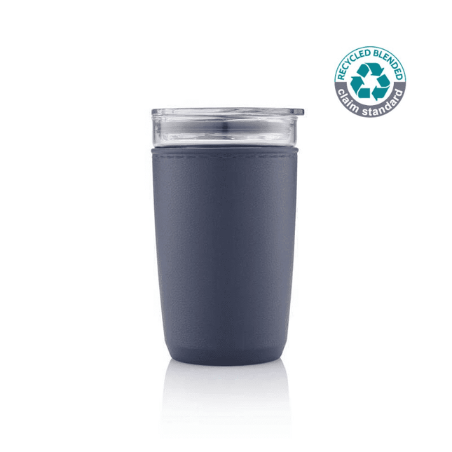 DWHL 3159Toolmart GiftsCERRA - Hans Larsen Premium Glass Tumbler with Recycled Protective Sleeve - Blue