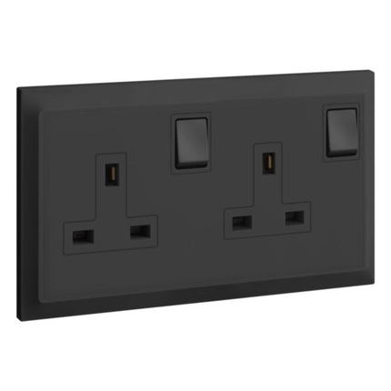 617748Legrandبيلانكو إس - مقبس كهربائي ثنائي القطب موصول بمفتاح 13 أمبير أنثراسيت