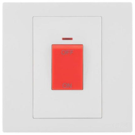 MEC21029WHLegrandمفتاح أوبريا أحادي الفتحة 45 أمبير ثنائي القطب مع مؤشر LED أحمر - أبيض مات