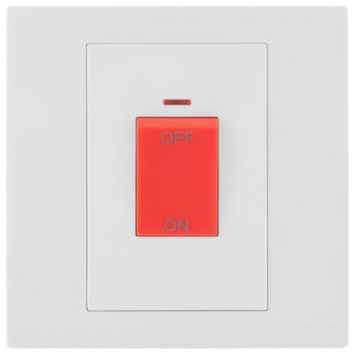 MEC21029WHLegrandمفتاح أوبريا أحادي الفتحة 45 أمبير ثنائي القطب مع مؤشر LED أحمر - أبيض مات