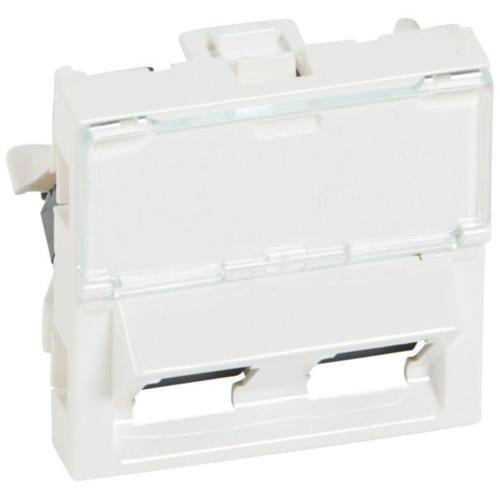 076502Legrandموزايك مقبس RJ45 مزدوج مائل 45 درجة فئة 5e UTP أبيض