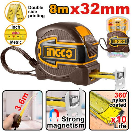 HSMT80832INGCOشريط قياس فولاذي إنجكو 8 متر × 32 ملم درجة احترافية