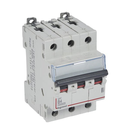 408987Legrandقاطع دائرة Legrand DX3 ثلاثي الأقطاب 4A منحنى B سعة 10kA