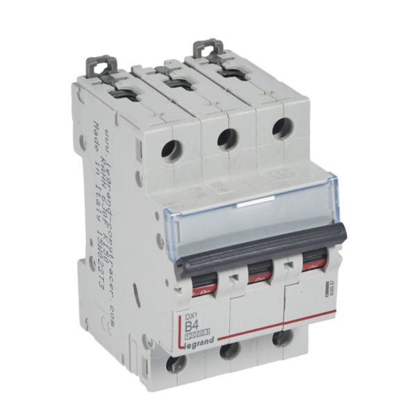 408987Legrandقاطع دائرة Legrand DX3 ثلاثي الأقطاب 4A منحنى B سعة 10kA