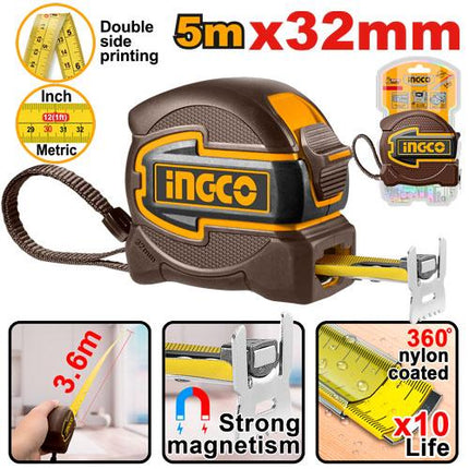 HSMT80532INGCOشريط قياس فولاذي INGCO 5 متر × 32 ملم من الدرجة الاحترافية