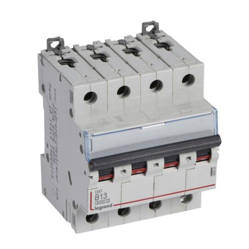 407623Legrandقاطع دائرة ليجراند DX3 رباعي الأقطاب 13A منحنى B
