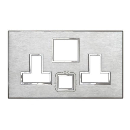 575438Legrandلوحة لوجراند 2 فتحة معيار بريطاني 13A مع مقبس USB 27W فولاذ مقاوم للصدأ