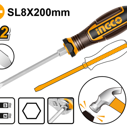 HGTSL8200INGCOمفك دقاق براغي مسطح إنجكو SL8 x200mm مغناطيس